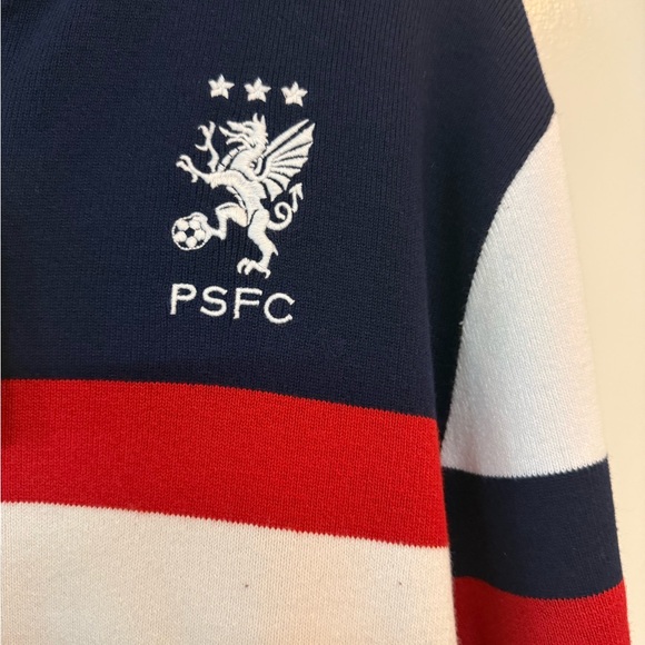 Polo by Ralph Lauren Navy and White Cotton-Blend Full-Zip Sweater - Picture 5 of 9